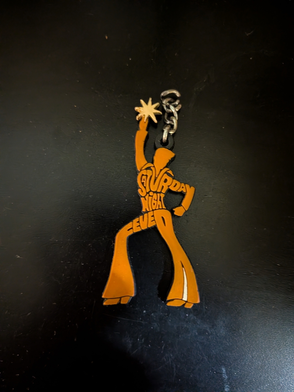 Orange Disco Figure Keychain - Saturday Night Fever Style